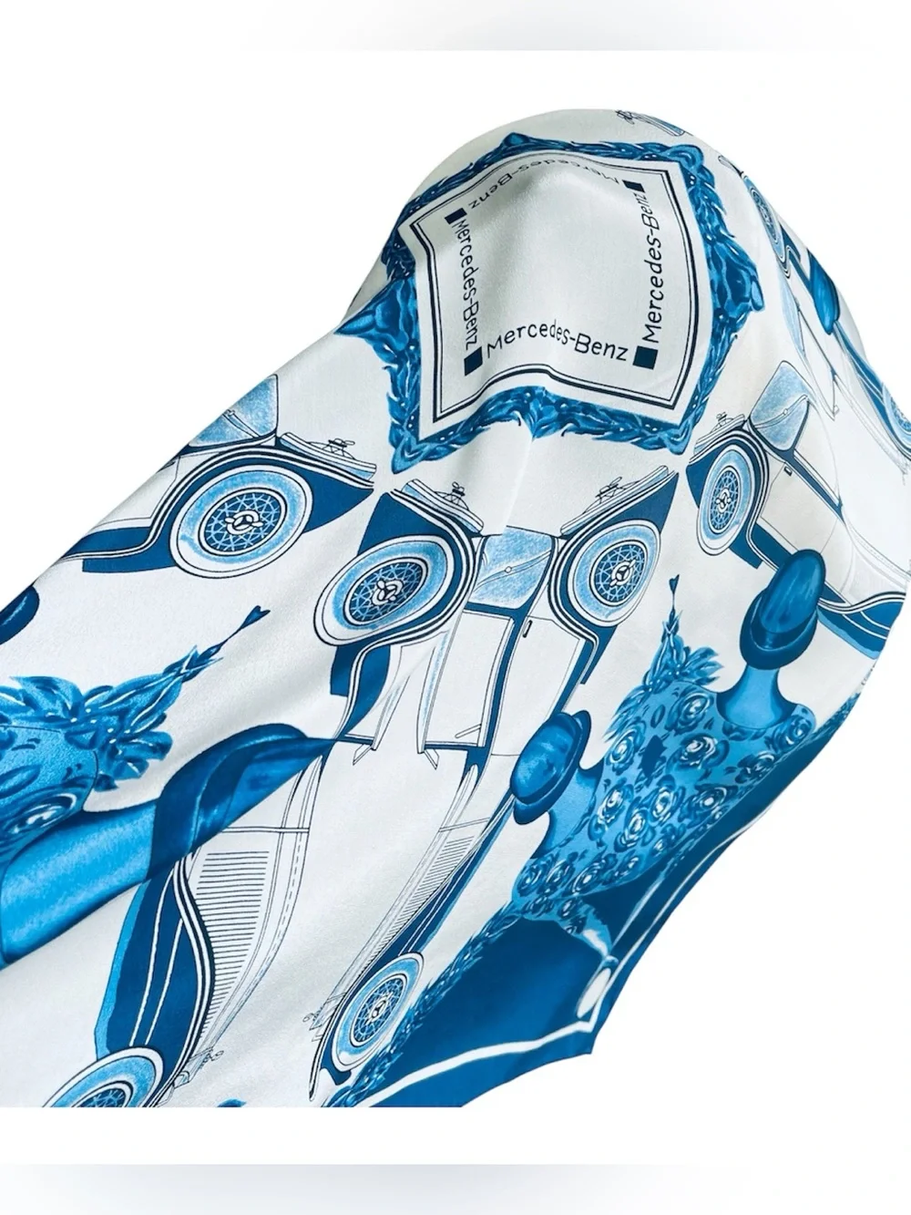 🧣 Vintage Mercedes-Benz Silk Scarf - Pristine Condition | Rare Collector's Piece